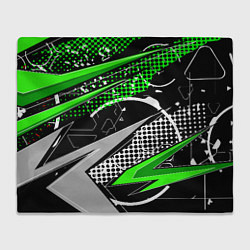 Плед флисовый Black and green corners, цвет: 3D-велсофт