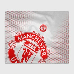 Плед флисовый Манчестер Юнайтед white, цвет: 3D-велсофт