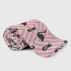 Плед флисовый Черный фламинго арт, цвет: 3D-велсофт — фото 2