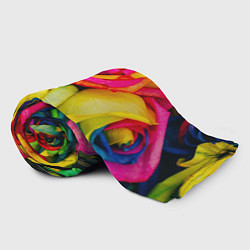 Плед флисовый Разноцветные розы, цвет: 3D-велсофт — фото 2