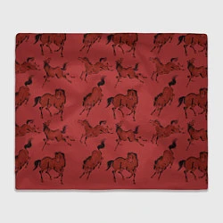 Плед флисовый Красные кони, цвет: 3D-велсофт