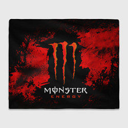 Плед флисовый Red grunge monster energy, цвет: 3D-велсофт
