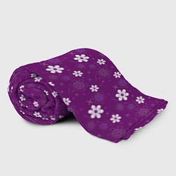 Плед флисовый Узор цветы на фиолетовом фоне, цвет: 3D-велсофт — фото 2