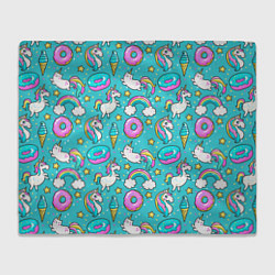 Плед флисовый Turquoise unicorn, цвет: 3D-велсофт