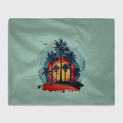 Плед флисовый Мазня с пальмами, цвет: 3D-велсофт