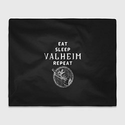 Плед флисовый Eat Sleep Valheim Repeat, цвет: 3D-велсофт