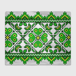 Плед флисовый Славянский Узор Зеленый, цвет: 3D-велсофт