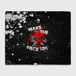 Плед флисовый WAKE THE F CK UP!, цвет: 3D-велсофт