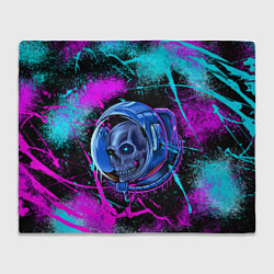 Плед флисовый Неоновый череп, цвет: 3D-велсофт
