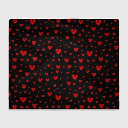 Плед флисовый Красные сердца, цвет: 3D-велсофт