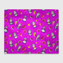 Плед флисовый Узор из панды и сладостей, цвет: 3D-велсофт
