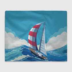 Плед флисовый ПАРУСНИК В МОРЕ ЛЮБЛЮ МОРЕ Z, цвет: 3D-велсофт