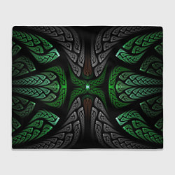Плед флисовый Серо-Зеленые Узоры, цвет: 3D-велсофт