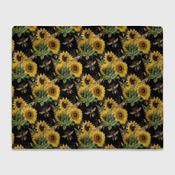 Плед флисовый Fashion Sunflowers and bees, цвет: 3D-велсофт