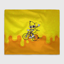 Плед флисовый Банан на велосипеде, цвет: 3D-велсофт