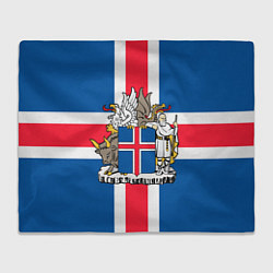 Плед флисовый Флаг и Герб Исландии, цвет: 3D-велсофт