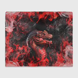 Плед флисовый Опасный Динозавр Red Dino Z, цвет: 3D-велсофт