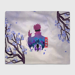 Плед флисовый Годжо Сатору Магическая битва, цвет: 3D-велсофт