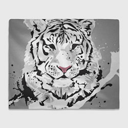 Плед флисовый Белый снежный тигр, цвет: 3D-велсофт