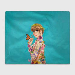 Плед флисовый Тейлор в цветах, цвет: 3D-велсофт