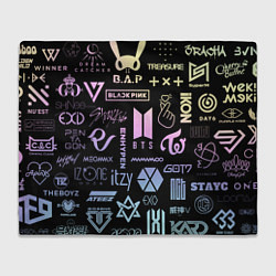 Плед флисовый K-pop лого исполнителей, цвет: 3D-велсофт