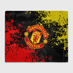 Плед флисовый MANCHESTER UNITED, БРЫЗГИ КРАСОК, цвет: 3D-велсофт