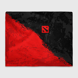 Плед флисовый DOTA 2 RED LOGO, БРЫЗГИ КРАСОК, цвет: 3D-велсофт