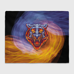 Плед флисовый Тигр в водно-огненной стихии, цвет: 3D-велсофт