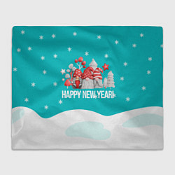 Плед флисовый Happy New Year Новогодние гномы, цвет: 3D-велсофт