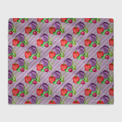 Плед флисовый Овощной микс Vegan, цвет: 3D-велсофт