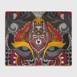 Плед флисовый Этника Волк Узоры, цвет: 3D-велсофт