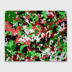 Плед флисовый Красно-зеленый камуфляж, цвет: 3D-велсофт