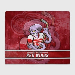 Плед флисовый Детройт Ред Уингз, Detroit Red Wings Маскот, цвет: 3D-велсофт