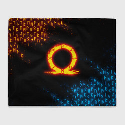 Плед флисовый GOD OF WAR CRATOS FIRE SYMBOL RUNE, цвет: 3D-велсофт