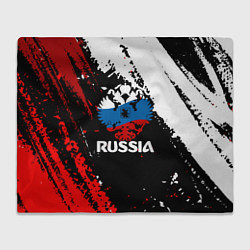 Плед флисовый Russia Герб в цвет Флага, цвет: 3D-велсофт