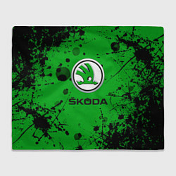 Плед флисовый Skoda - Брызги красок, цвет: 3D-велсофт