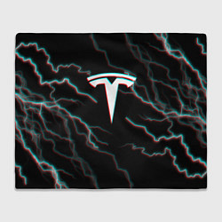 Плед флисовый Tesla Glitch молнии, цвет: 3D-велсофт