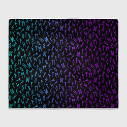 Плед флисовый Рунический алфавит Neon pattern, цвет: 3D-велсофт