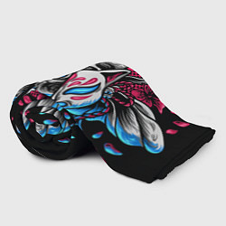 Плед флисовый Череп -монстр в цветах, цвет: 3D-велсофт — фото 2