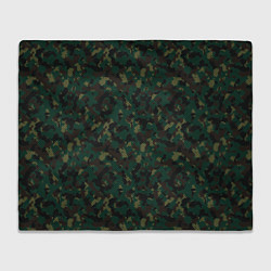Плед флисовый Тёмно-Зелёный Сеточный Камуфляж, цвет: 3D-велсофт