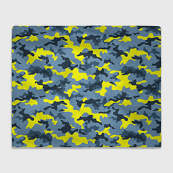Плед флисовый Камуфляж Жёлто-Голубой, цвет: 3D-велсофт