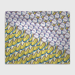 Плед флисовый Котики и бананы Паттерн Лето, цвет: 3D-велсофт