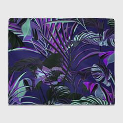 Плед флисовый Цветы Тропики Ночью, цвет: 3D-велсофт