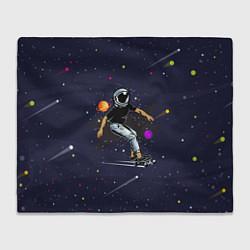 Плед флисовый Космонавт - скейтбордист, цвет: 3D-велсофт