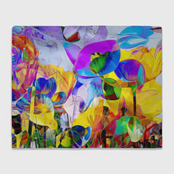 Плед флисовый Цветы Буйство красок Flowers Riot of colors, цвет: 3D-велсофт