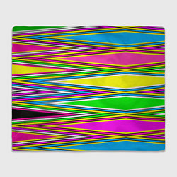 Плед флисовый Полосатый радужный разноцветный геометрический узо, цвет: 3D-велсофт