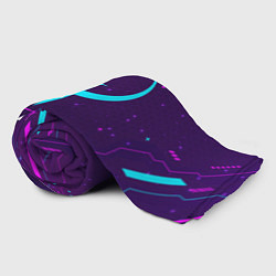 Плед флисовый Символ Quake в неоновых цветах на темном фоне, цвет: 3D-велсофт — фото 2