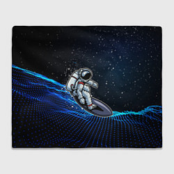 Плед флисовый Космонавт на серфинге, цвет: 3D-велсофт