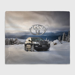 Плед флисовый Toyota Land Cruiser 200 в зимнем лесу Winter fores, цвет: 3D-велсофт