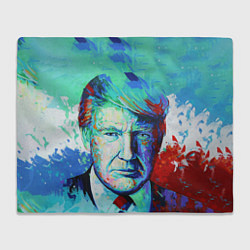 Плед флисовый Дональд Трамп арт, цвет: 3D-велсофт